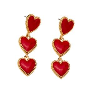 String of Red Hearts Earrings